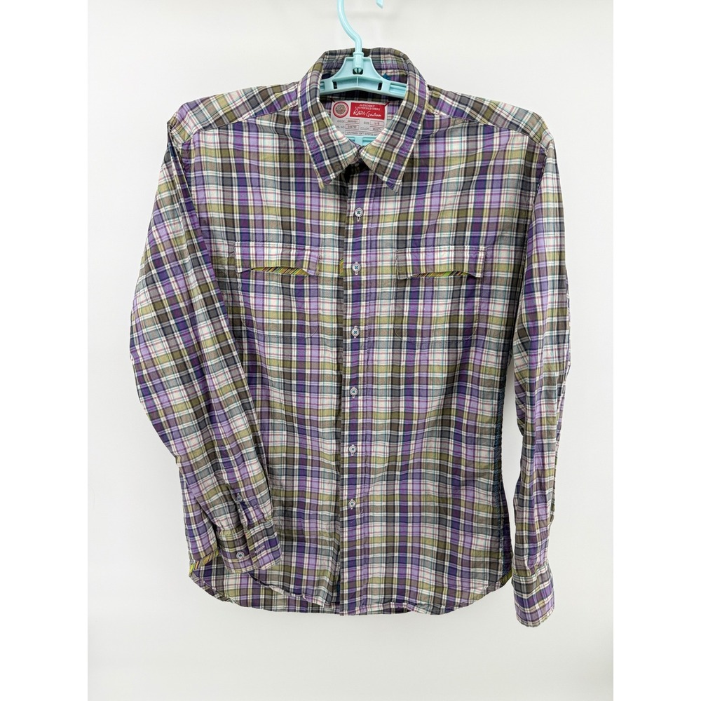 Robert Graham Mens Purple Plaid Button Up Shirt L/G Knowledge Wisdom Truth